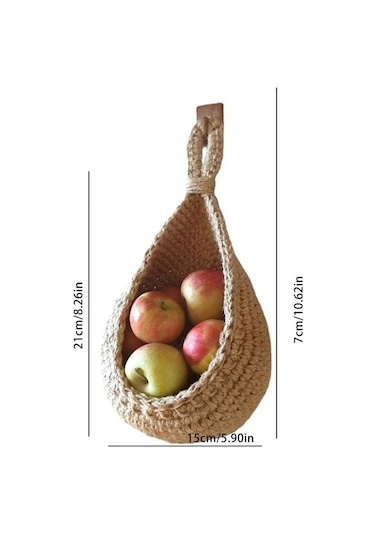 Meyve Ve Sebzeler İçin Duvara Monte Sepet, Bohem Tarzı, Kır Tarzı, Mutfak Depolaması İçin El Dokuması Pl -