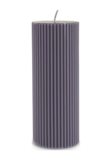 Karaca Striped Tırtıklı Sütun Mum 15 cm Antrasit