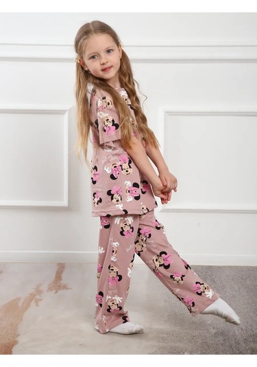 Atutpostel Çocuk Pamuklu Baskılı Pijama Takımı Kısa Kollu Pantolon 378000373 Beyaz