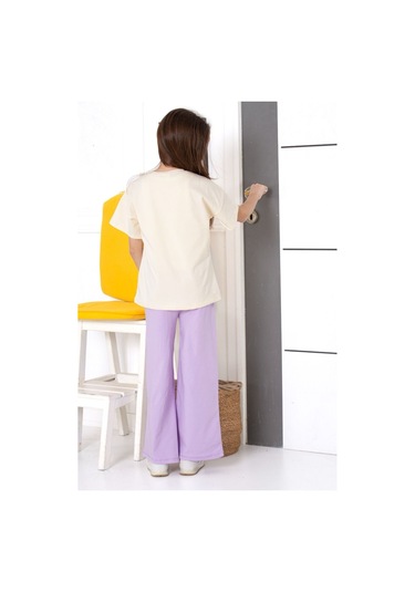 Çiçek Nakışlı İspanyol Paça Mevsimlik Takım Lila