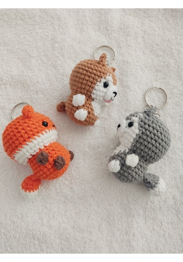 Amigurumi Oyuncak Anahtarlıklar 3 Adetli 6-7 Cm