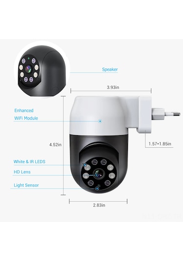 Aubyhe Ev İçin Kablosuz Ampul Kamera - 1080p, 360 Panoramik Görünüm, İki Yönlü Ses, Hareket Algılama, Ir Gece Görüşü, Wifi, Avrupa Standartı