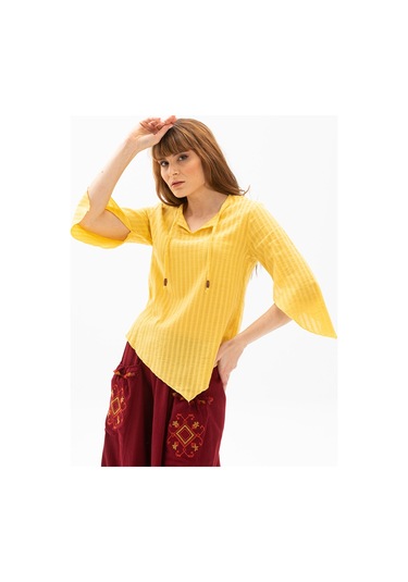 Rodos Gofre Bluz Sarı Sarı
