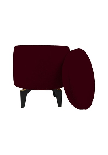 Gazzini Furniture Rio Retro Ayaklı Sandıklı Silindir Dekoratif Puf - Bordo