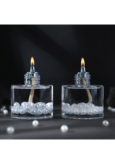 Imperiums Pearl Cylinder Dekoratif Kandil Mum 2'Li Set