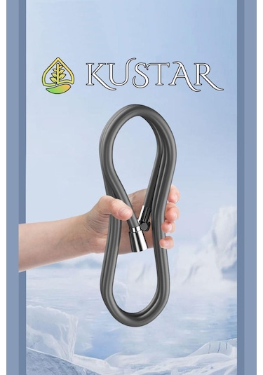 Kustar Nano Silikon Patlamaz Yırtılmaz Ezilmez Duş Hortumu 150 Cm Gri Banyo Duş Hortumu Krom