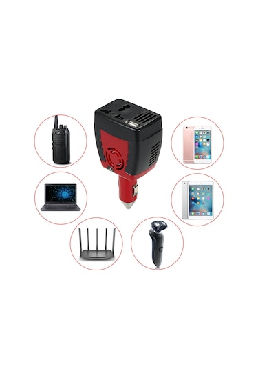 Symbee 12v Dc'den 220v Ac'ye 150w Araç Invertörü, Usb 5v Çıkışı İle Güç Dönüştürücü