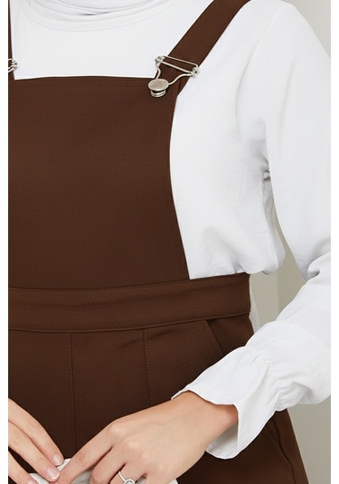 Gülru Cepli Gabardin Tulum 1587 - Kahve Kahverengi