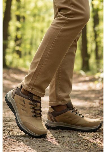 Kum Hakiki Deri Kaymaz Su İtici Erkek Outdoor Ayakkabı 2343 M Kum