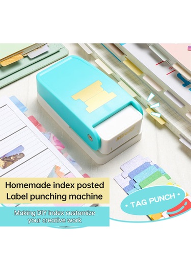 Aubyhe Mavi Tek Delikli Etiket Delici, 0.7mm Kesim Kalınlığı, Abs+ Çinko Alaşımlı, El Kolu Ve Saklama Kilitli, Defter-not-kitap İçin Dıy İndeks Etiket Oluşturucu Mavi