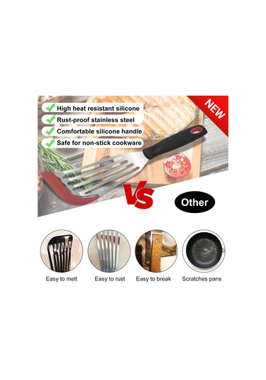 Gajeena 2'li Paslanmaz Çelik Süzgeç Spatula Seti: Teflon Tavaslara Uygun, Esnek İnce Kenar, Balık Ve Yumurta Döndürme