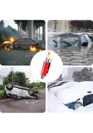 Pazly Acil Durum Çekiçli Araba Cam Kırıcı Ve Emniyet Kemeri Kesici - Kırmızı/mavi, Taşınabilir, Kompakt, Güvenlik Aleti