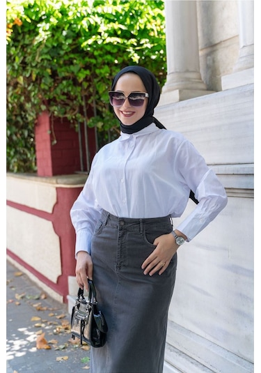 Ara Boy Likralı Gabardin Etek Antrasit