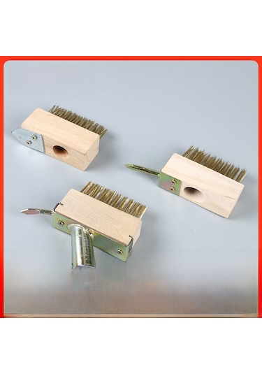 Reedark Ahşap Saplı Bakır Kaplı Çelik Tellerle Çim Kesici Fırça - Çeşitli Boyutlar Ve Özellikler C Tipi, Metal Renk