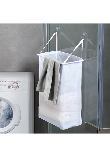 Mufunye Duvar Takılı Kirli Giysi Sepeti, Delme Yok Kurulum, Banyo/evde Kullanıma Uygun, Dayanıklı Malzeme, 40x24x14cm Depolama Sepeti Diğer