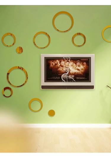 Anshery Aynalı Duvar Dekoratif Stickerları 206751724 Altın Rengi