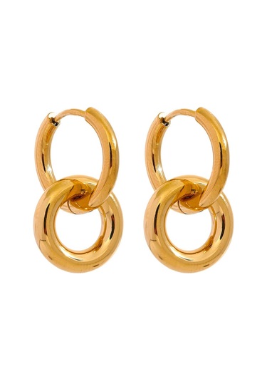 Altın Eetit Paslanmaz Çelik Yuvarlak Hollow Damla Halka Küpe Charm Metal 18k Pvd Kaplama Su Geçirmez Yüksek Kalite Günlük Takı 2023 Hediye