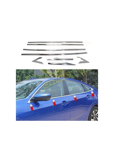 Honda Civic Fc5 Krom Cam Çerçevesi Set 2016 Sonrası 8 Parça