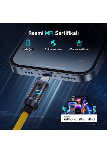 Aohi The Future Silky 2,6m 480mbps 240w Pd 3.1 Mfı Lisanslı Süper Hızlı Şarj/data Kablo, Youth 140w
