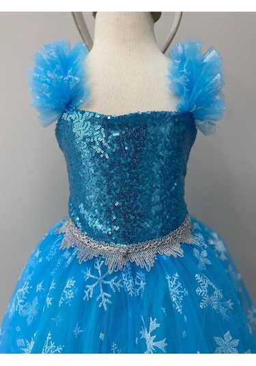 Kara Kedi Kostüm Evi- Kısa Kol Elsa Kostümü Mavi