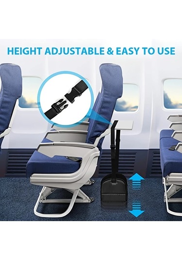 Dashanshop Siyah Uçak Ayak Dayama Yastığı, Seyahat Hamak, Ofis Pedalı, Yorgunluk Giderici Siyah 1 Parça