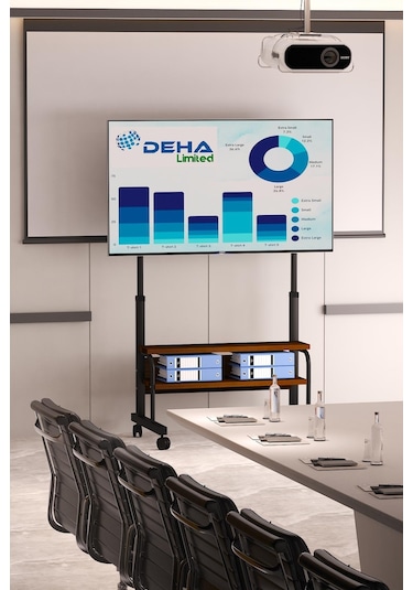 Frenli Tekerlekli Yükseklik Ayarlı Tv Duvar Paneli Tv Standı Konsol Hareketli Televizyon Ünitesi Siyah - Ceviz