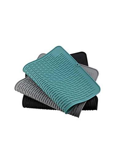 Tenfowee Büyük Boy Mutfak Silikon Sulama Pedı - Yemek Takımı Kurutma Matı - Lavabo Islak Yere Dirençli - Beyaz Beyaz