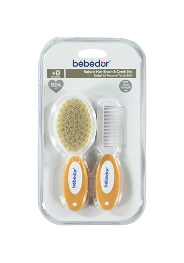 Bebedor Doğal Kıl Fırça Tarak Seti Turuncu