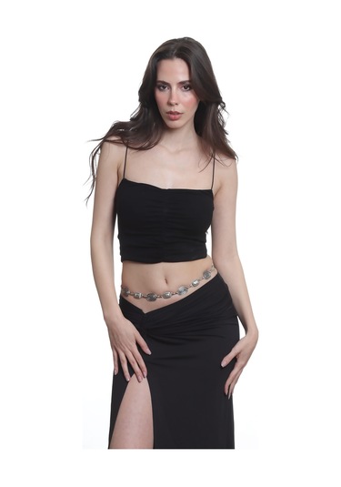 Labalaba Kadın Antik Gümüş Kaplama Geometrik Formlu Ayarlanabilir Bel Zinciri, Bel Kolyesi Antik Gümüş