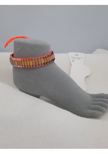 Glamglamour Ahşap Boncuk Dokuma Kadın Halhal