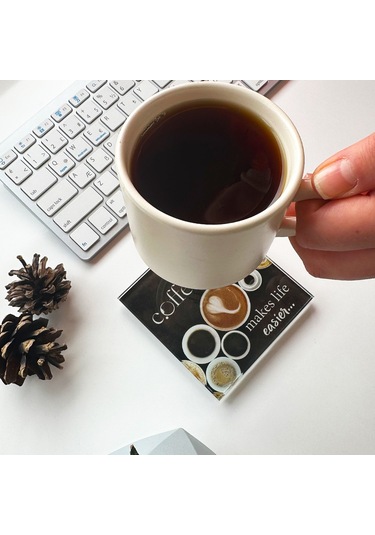 Decorita Cam Bardak Altlığı | Makes Life Easier | 4'lü Takım Çok Renkli