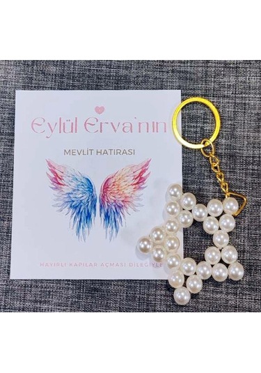 15 Adet İnci Yıldız Anahtarlık Nikah Düğün Kına Nişan Sünnet Hafizlik Vers. 44