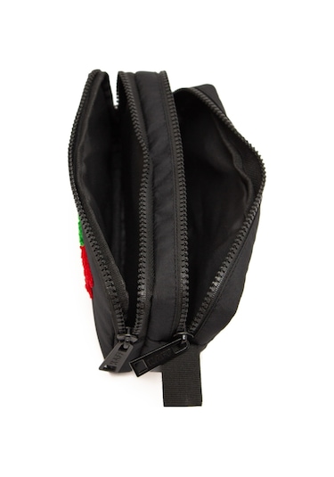 01108 Siyah Su Geçirmez Bondit Kumaş Peluş Baskılı Çift Gözlü Kalemlik Kalem Kutusu