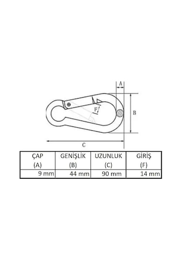 Galvanizli Karabina, 9 Mm, Askı, Çengel, Kanca, Anahtarlık