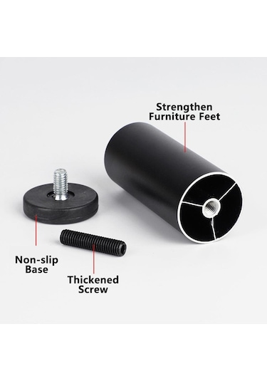 Suntek Magideal 4 Adet Alüminyum Alaşımlı Mobilya Ayakları Siyah-10cm