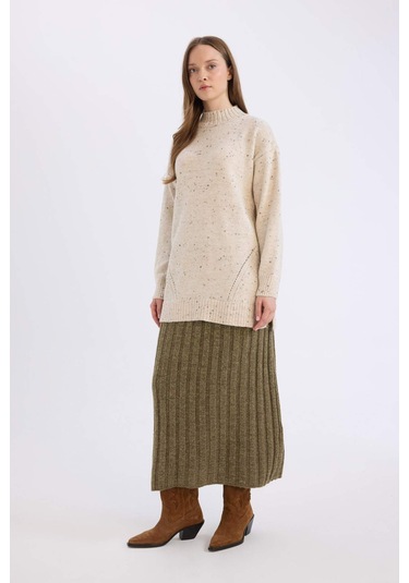 DeFacto 	Regular Fit Maxi Triko Etek B0089AX24WNKH474 Haki