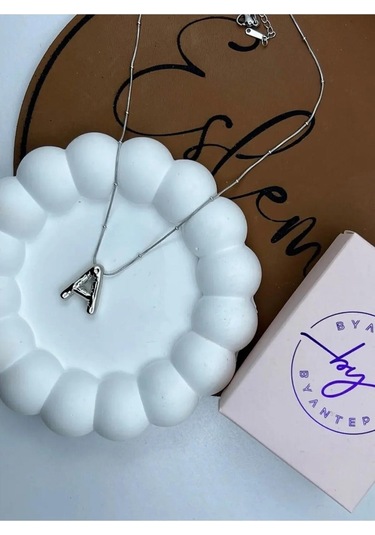 Byantep Balon Harf Çelik Kolye A Harf Silver
