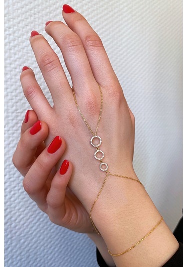 18k Altın Kaplamalı 925 Ayar Gümüş Dizi Halkalar Şahmeran - 45099402 Altın