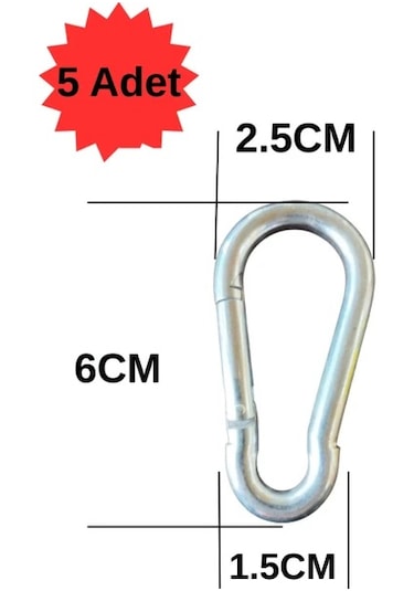 Karabina 6 Mm Yaylı Kanca Paslanmaz Çelik Kilit Olta Dağcılık