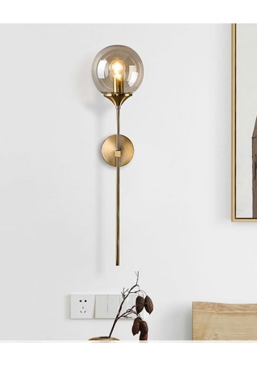 Modern Tasarım Pilli Aplik 1 Adet Kablosuz Tak Çalıştır Duvar Camlı Aplik Eskitme Gold Bal Cam Sarı