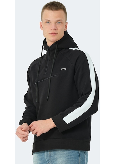 Slazenger KLEMENT IN Erkek Kapüşonlu Fermuarlı Siyah Sweatshirt