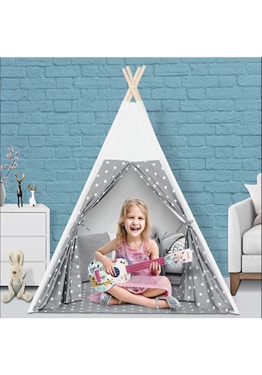 Bebeğimister Pamuk Ahşap Çocuk Oyun Çadırı Evi Alanı Kızılderili