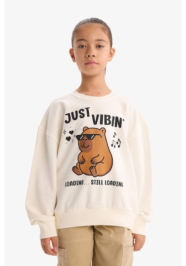 Defacto Kız Çocuk Relax Fit Bisiklet Yaka Baskılı Sweatshirt G3406a825wner105 Ekru-er105 Defacto Kız Çocuk Relax Fit Bisiklet Yaka Baskılı Sweatshirt G3406a825wner105 Ekru-er105