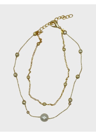 Arnes Jewelry Çelik Dorikalı İncili Halhal Ar588nes Gold