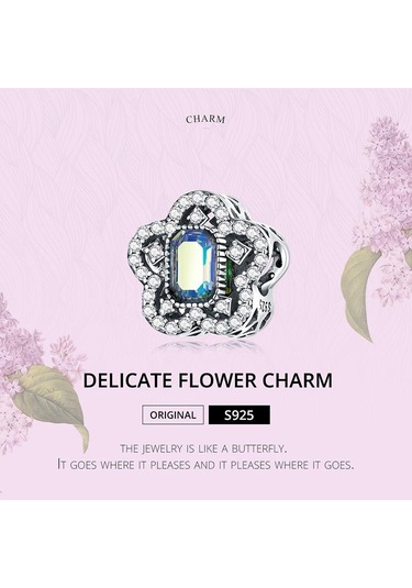 Bamoer 925 Ayar Gümüş Narin Çiçek Charm Kadınlar İçin Uygun Parlayan Taş Takılar Orijinal Bilezik Ve Bileklik Güzel Takı Hediye Gümüş