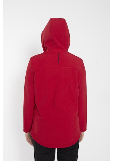 Crozwise Bayan Kapşonlu Softshell Mont Kırmızı