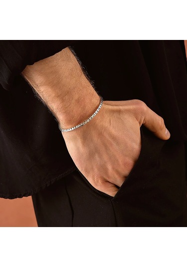 925 Ayar Gümüş Run Alfabeli Unısex Kelepçe Bileklik Gümüş