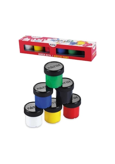 Akrilik Boya 6 Renk 25 Ml 1 Paket Fatih Akrilik Boya Seti 6 Lı Su Bazlı Şişe İçerisinde Okul Resim Sınıf