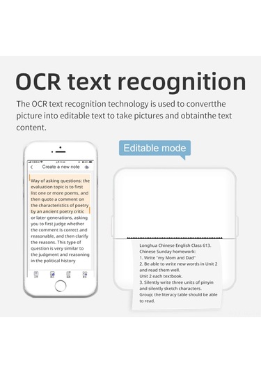 Skycity Küçük Boy Bluetooth Termal Yazıcı - Hata Notları, Etiketler, Fotoğraflar İçin 200dpı, Mürekkezsiz, Beyaz 1 Adet Kağıt İle