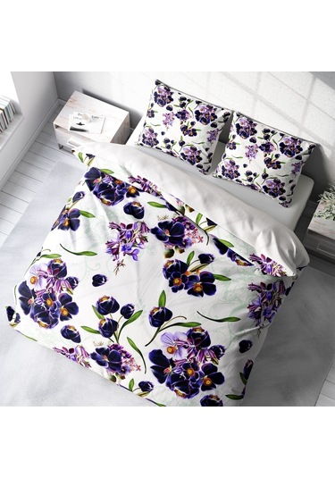 Monohome Purple 3D Pamuk Saten Çift Kişilik Nevresim Takımı